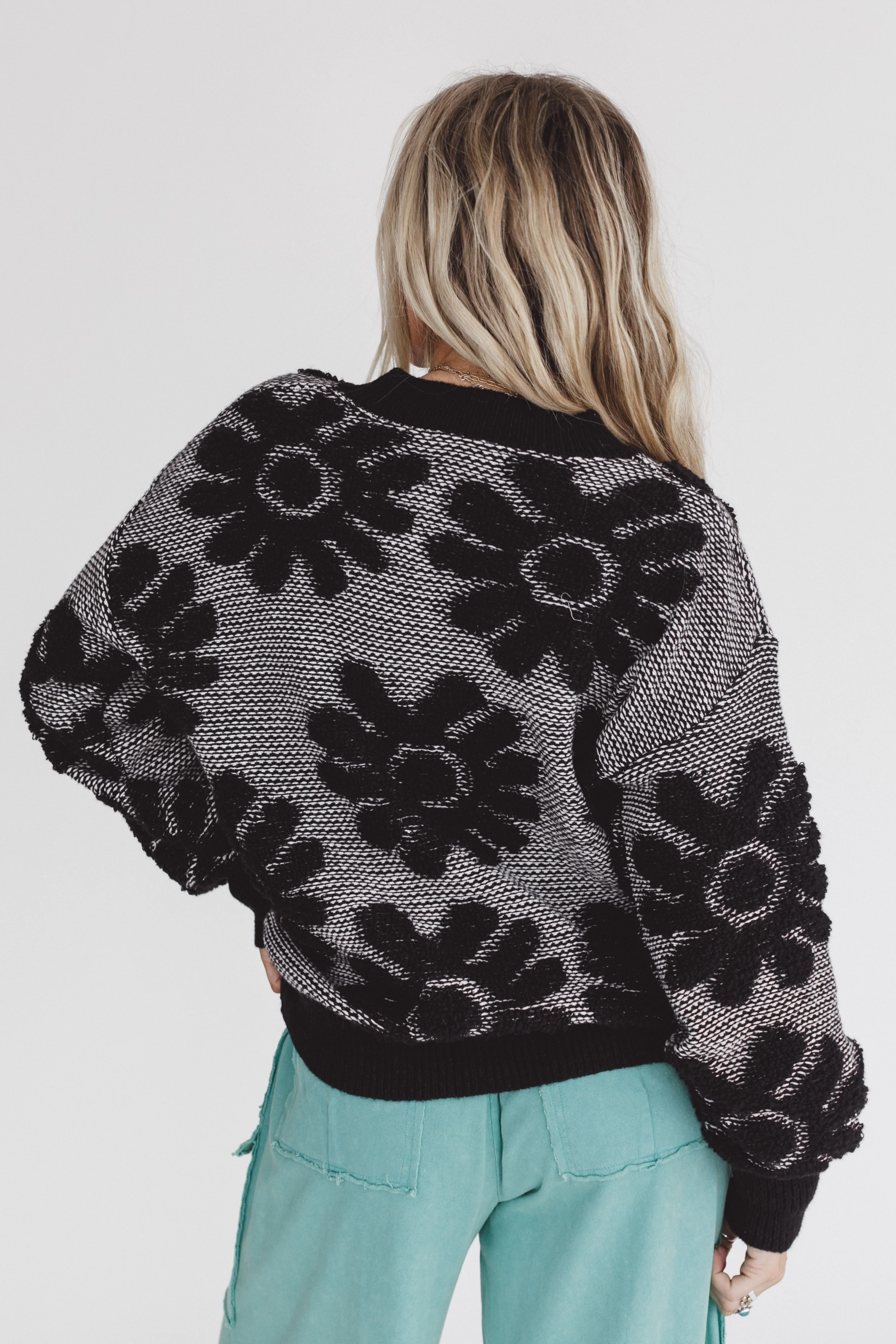 Zinnia Textured Flower Top - Black - Image 3